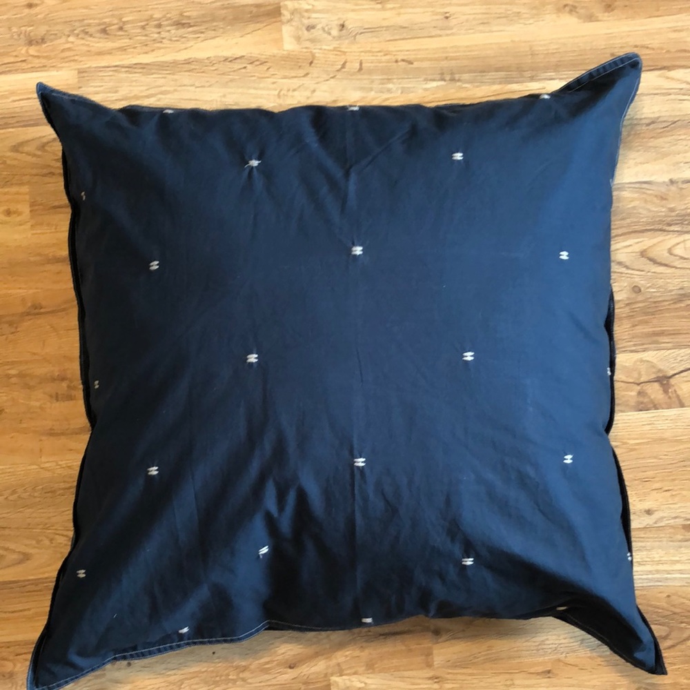 Set of 3 Navy Blue Stitched Washed Cotton Euro Pillow Covers West Elm